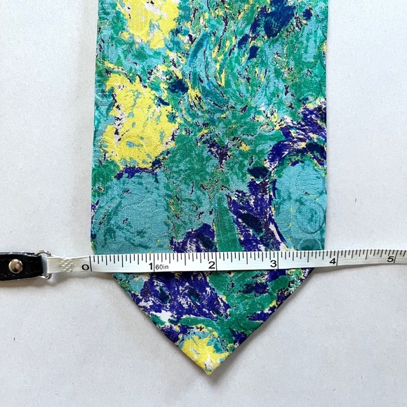 Brioni Italy Mens 100% Silk Tie Abstract Colorful Artsy Blue Green Print - Picture 5 of 6